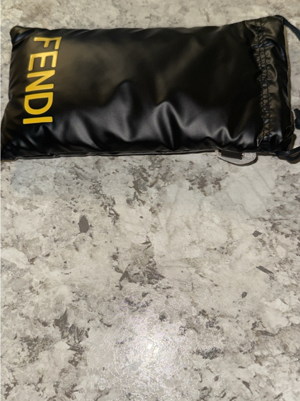 Fendi Black Toiletry Bag with Yellow Logo Print